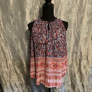 GAP Floral Print Halter Blouse - Red and Blue